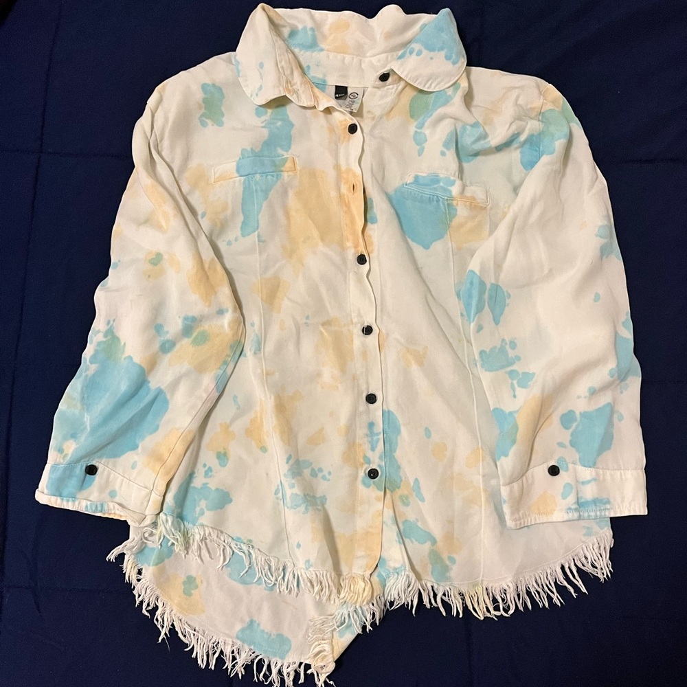 Fringed Tie-Dye Jacket